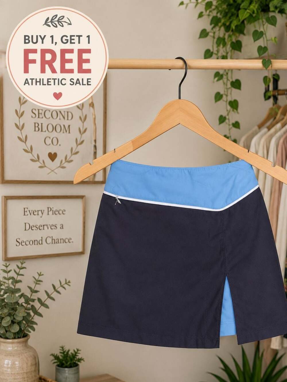 SwingChick Women’s Golf Skort Navy Blue Aqua White Trim Med B1G1